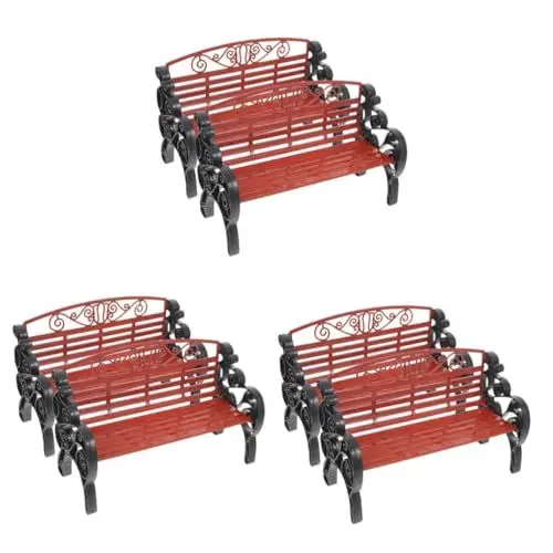 Produktbild: HEMOTON 6 STK Parkstuhl Modell Mini-liegestuhl Bankfigur Märchenhafte Gartenbank Miniaturen Straßenstuhl Puppenhaus-gartenstuhl Modell Einer Mini-parkbank Bausatz Parkbank Modell Bank Abs