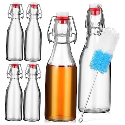 Produktbild: HEMOTON 6 Stk Glasflasche Liter Wasserflasche Einfache Sirupflaschen Schnalle Flasche Flaschen Mit Vanilleextrakt Klar Muschelschale Übliches Glas Ein Bad Nehmen Auslaufsichere Abdeckung