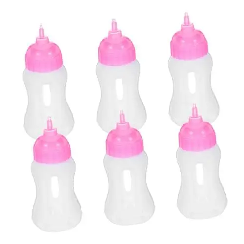 Produktbild: HEMOTON 6 Stück Babyflasche Miniatur Milchflaschen Kindergeschenk Kinderfütterungswerkzeug Miniatur Saftflaschen Miniatur Puppenflaschen Puppenfutterflasche Kinder Pädagogische