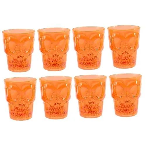 Produktbild: HEMOTON 8 Halloween-Trinkbecher Weingläser Halloween-Led-Becher -Trinkbecher -Gesichtsgläser Wasserbecher -Schädelbecher