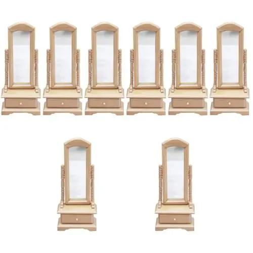 Produktbild: HEMOTON 8 STK Modell-ankleidespiegel Mini-häuser Wohnkultur Puppenhaus Schminkspiegel Modell 1:12 Puppenhausmöbel Schminkspiegel Für Puppen Mini Schminkspiegel Birke Leer