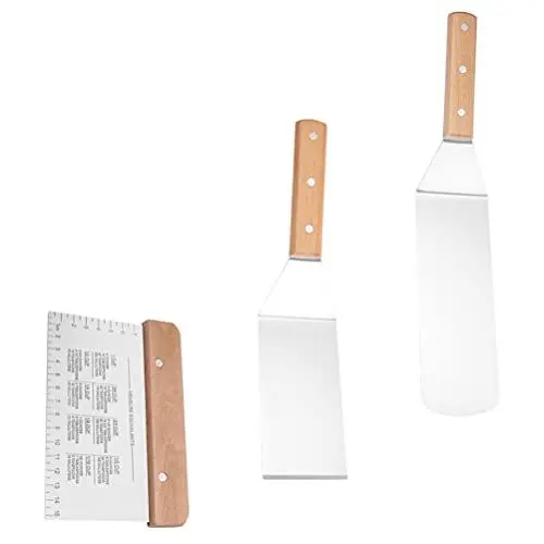 Produktbild: HEMOTON Edelstahlspatel 3Pcs Metall Spachtel Kuchen Schaufeln Bratpfanne Spachtel Teppanyaki Bratpfanne Schaber Pancake Flipper Turner Kochen Utensil für BBQ Silber Spatel