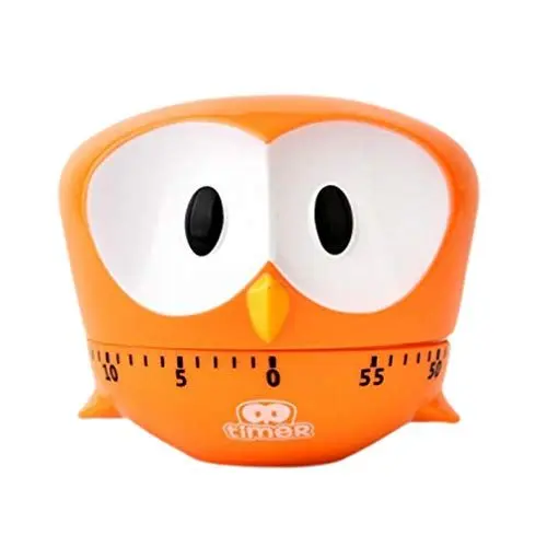 Produktbild: HEMOTON Eieruhren Mechanischer Küchentimer Orange Eule Figur Countdown Alarm Timer Tiere Backen Kochen Lernen Sport Zeitmesser Tragbar Kochhilfe Küchenbedarf Küchenhelfer Restaurant Küche Zuhause