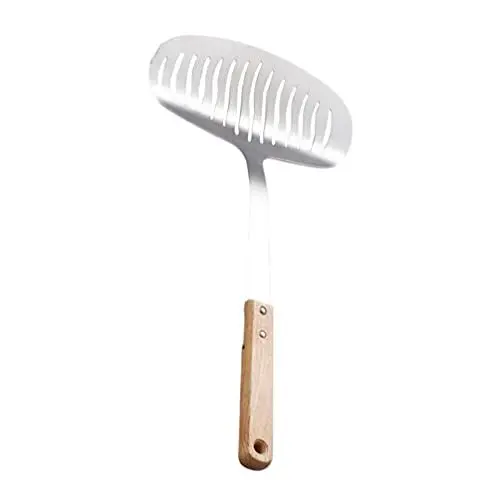 Produktbild: HEMOTON Fischwender Edelstahl Pfannenwender mit Hitzebeständig Holzgriff Schlitzwender Fisch Spatel Fish Spatula Grill Spachtel für Küche Braten Umdrehen Grillen