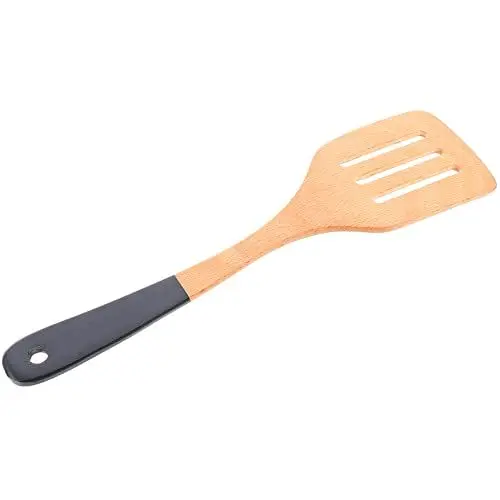 Produktbild: HEMOTON Geschlitzter Pfannenwender aus Holz Pfannenwender Koch-Wok-Wender Pfannkuchen Eierflipper Fischspatel Holzspurtles Servierlöffel Langer Griff Küchenutensilien aus Holz