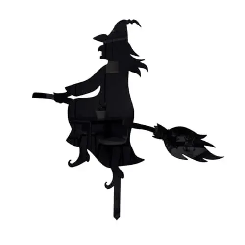 Produktbild: HEMOTON Halloween Garten Deko Acryl Hexenfigur für Außenbereich Gruselige Bodenstecker für Garten Park für Halloween Partys Dekorationen Schaurige