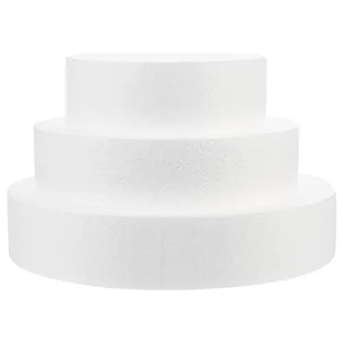 Produktbild: HEMOTON Hochzeitsdekoration 3 Stücke Runde Schaum Styropor Kuchen Dummies Kuchen Set Schaum Kuchen Kreise Kuchen Dummies 3 Drehbarer Tortenständer Hochzeitsdekorationen