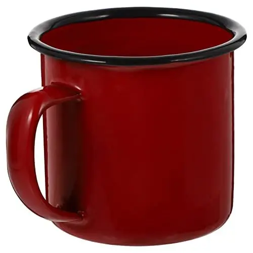 Produktbild: HEMOTON Isolierte Kaffeebecher Emaille Camping Becher Eisen Metall Emaille Kaffee Tee Tassen Für Outdoor Camping Wandern Rucksackreisen Kinder Picknick Grill Home Restaurant Rot