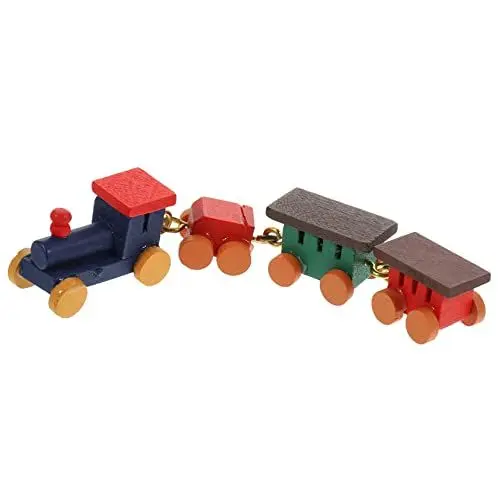 Produktbild: HEMOTON Kleines Zugmodell Holzdekoration Holzzug Spielzeugeisenbahn Holzzugverzierung Miniaturmodell Miniaturzugmodelle Puppenhauszug Holzcartoon Zugverzierung