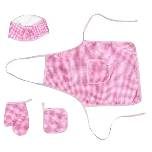 Produktbild: HEMOTON Koch-anziehschürze Für Kinder Kochschürzen-Set Für Kleinkinder Mit Kochmütze Süßes Karomuster Bequem Und Ideal Zum Backen Und Kochen