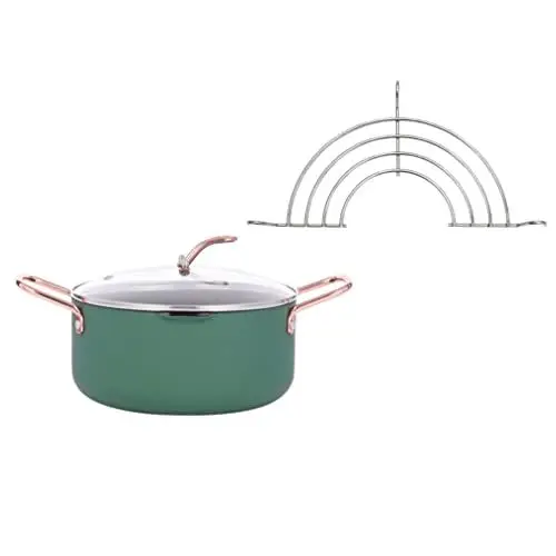Produktbild: HEMOTON Kochtopf Tempura Deep Fryer Topf Stock Topf Suppentopf Pasta Topf Kochtopf Tempura Fryer Pan mit ?l Tropft Rack Suppe Brei Pot für Baby Food Huhn Pommes Frites Kaffeepfanne