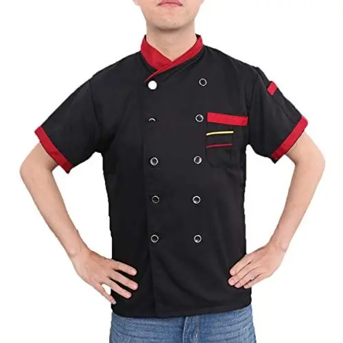 Produktbild: HEMOTON Kurzarm Kochuniform Mantel Unisex-Kochjacke Zweireihig Uniform Sommer Atmungsaktiv Kurzärmlig Arbeitskleidung Japanisch Sommeruniform
