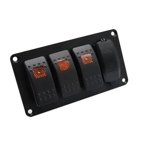 Produktbild: HEMOTON 12 V/24 V Dreifach- -blinkerleuchte Mit Auto-lichtpanel Marine-Panel Automobil-Panel Lampenpanel – -USB-ladegerät Auto Yacht-steuerkasten Auto-LEDs
