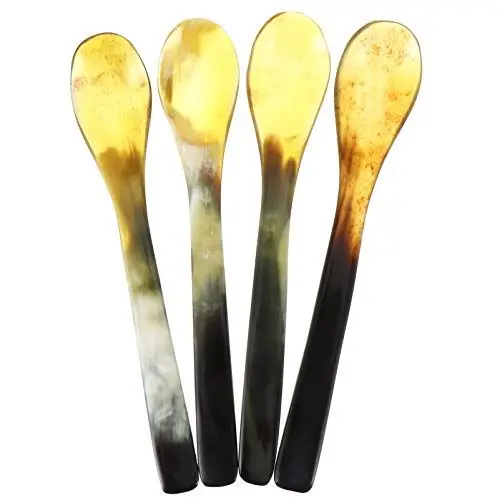 Produktbild: HEMOTON Latte Macchiato L?ffel Dekorieren L?ffel Pudding L?ffel L?ffel 4Pcs Ox Horn L?ffel Kuchen Dessert Suppe L?ffel Caviar Spoons Rühren L?ffel L?ffel Dekorieren L?ffel Torten L?ffel
