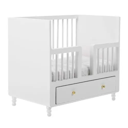 Produktbild: HEMOTON Puppenkrippe Mini-Babybett Puppenhaus-Einzelbett Kinder Zimmer einrichtungen möbel kinderzimmermöbel Puppe Spielzeug -Mini-Krippe Spielzeughausbett Puppenhausmöbel hölzern