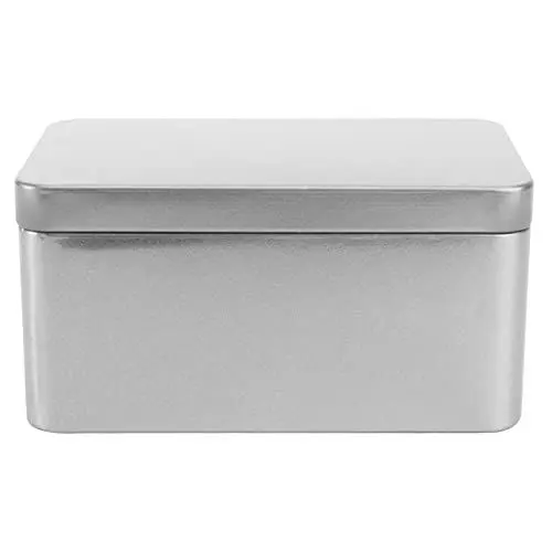 Produktbild: HEMOTON Rechteckige Metalldosen Vorratsdose Blechdosen Teedose Kaffeedose Keksdose Plätzchendose mit Deckel Weißblech Dosen Metallbox Aufbewahrungsbox für Tee Kekse Süßigkeiten Behälter Silber
