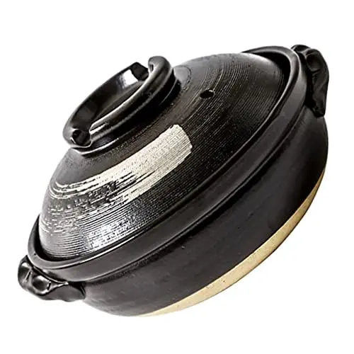 Produktbild: HEMOTON Terrakotta-Topf mit Deckel, 900 ml, Keramik, Eintopf, antihaftbeschichtet, holländische Kasserolle