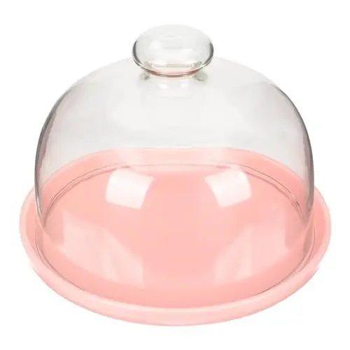 Produktbild: HEMOTON Tortenhaube Kuchenhaube mit Keramik Teller Kuchen Glasglocke Glas Käseglocke Tortenplatte Haube Glaskuppel Torten Glashaube Lebensmittel Abdeckung Mikrowellen Deckel Cover
