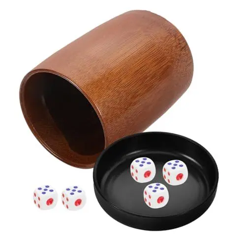 Produktbild: HEMOTON Natürlicher Würfelbecher Würfelset – Würfelbecher Tragbarer Würfelhalter Würfelzubehör 5 Ideal Für Reisen Und Spieleabende