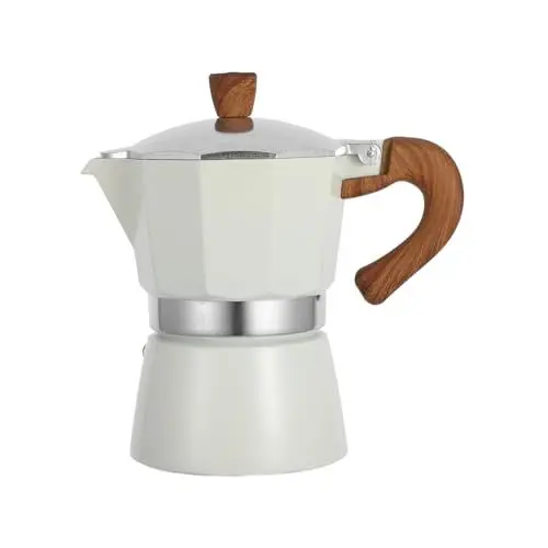 Produktbild: HEMOTON 1stk Kaffeetasse Wasser Topf Machen Isolierter Kaffee Mokkakanne Elektrischer Topf Kaffeebrühkanne Kanne Espressomaschine Vakuum Thermal- Italienisch Kaffeemaschine Weiß Aluminium