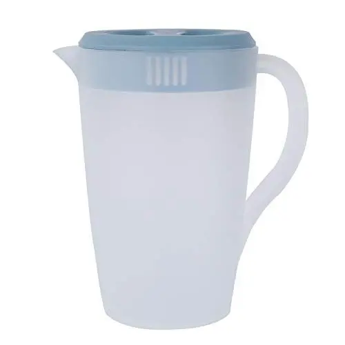 Produktbild: Wasserkrug 2L Saftkrug Wasserkaraffe Transparente Plastik Wasser Krug mit Deckel Kunststoff Eistee Krug mit Griff Plastik Getränkekaraffe Tee Karaffe für Wein Kaffee Kaltes Heißes Wasser