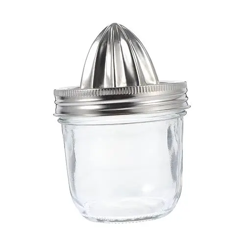 Produktbild: Zitronenpresse Edelstahl Handpresse Für Küche, Orangenpresse mit Auffangbehälter, Manuelle Saftpresse Für Zitronen, Orangen, Limetten, 280ml, Einmachglas, Leicht Zu Reinigen Und Lagern