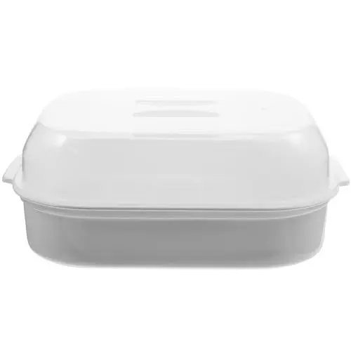 Produktbild: Hemoton 1stk Fischdampfer Dampfkorb Mikrowellen-dampfgarer, Heizdampfer Mikrowellen-dampfgarer Zum Kochen Dampfgarkorb Dampfgarer Mikrowelle Silikonbehälter Pasta Weiß Baby Warme Mahlzeit