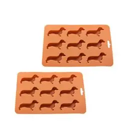 Produktbild: Hemoton 2 Stück Dackel Eiswürfelform Eiswürfelschale Tabletts Silikon Dackel Hund Geformte Eisplatte für Whisky Cocktails