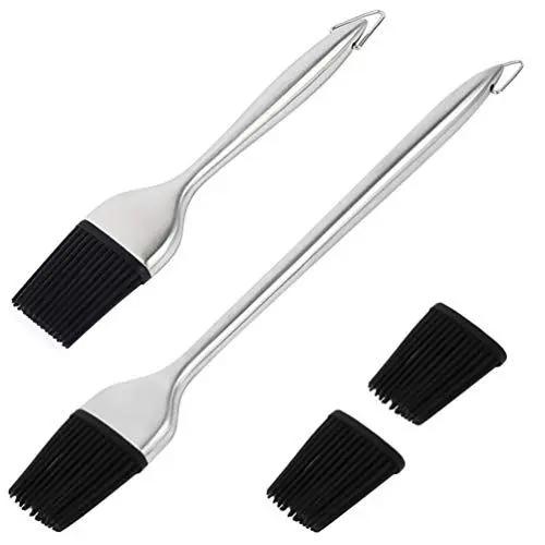 Produktbild: HEMOTON 1stück Edelstahl Bbq Pinsel Mit Silikonbürstenkopf Für Grillen Und Backen Ersatzbürstenköpfe Langlebig Einfach Zu Reinigen Für Outdoor Und Hausgebrauch