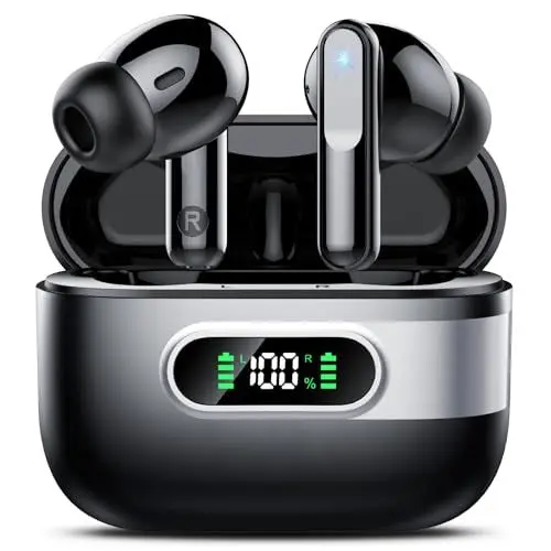 Produktbild: Hendari Bluetooth Kopfhörer, Kopfhörer Kabellos Bluetooth 5.3 In Ear Kopfhörer mit 4 ENC Mikrofon, 42Std Spielzeit Touch Control In Ear Kopfhörer mit LED-Anzeige, USB-C, IP7 Wasserdicht Ohrhörer