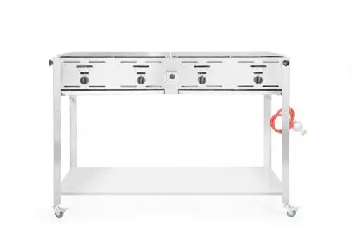 Produktbild: HENDI Grill-Master Quattro, Elektronisches Zündung, mit Gasschlauch und Druckminderer, nur für Verwendung im Aussenbereich, 22kW(Hs), 1270x525x(H)840mm, Edelstahl 18/0, Large