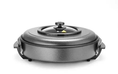 Produktbild: HENDI Partypfanne, Electropfanne, Induktionskochfeld, Induktions-herd, geeignet zum Frittieren, Braten und Warmhalten, 230V, 1400W, Innendurchmesser:40 cm,Außendurchmesser:50 cm,Höhe:19 cm, Aluminium