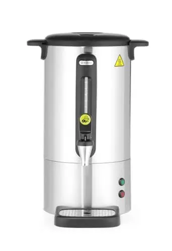 Produktbild: HENDI Kaffee-Perkolator, zum Brühen von Kaffee, tropffreier Zapfhahn, Wasserstandsanzeige, Kaffeebereiter, Kaffeemaschine, 7L, 230V/1050W, 307x330x(H) 450mm, Edelstahl, Polypropylen, Silber