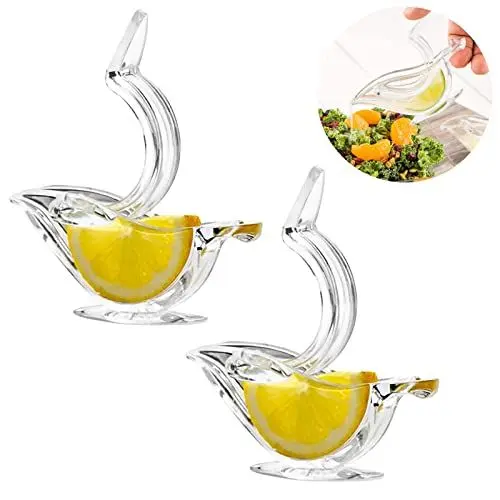Produktbild: HENGBIRD 2 Pcs Manuelle Zitronenpresse, Grau Transparent Zitronenpresse Manuelle Zitronenpresse aus Acryl Tragbare transparente Fruchtpresse Handpresse für Orange Zitrone Granatapfel Küche und Bar