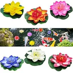 Produktbild: HENGBIRD 6 Stück Schwimmende Blumen Künstliche Seerosen Lotus Wasserlilie Pflanzen 10cm Schwimmpflanzen Teichpflanzen für Aquarium Gartenteich Pool Garten Teich Dekoration