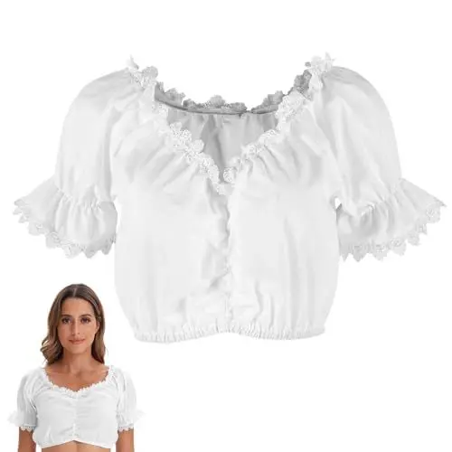 Produktbild: Dirndl Bluse Damen,Dirndlbluse Weiß Dirndlblusen FüR Damen Trachtenblusen Dirndlbluse Spitze Damen Dirndl Dirndlblusen Dirndlbluse Damen Oktoberfest Damen Outfit Stockerpoint Dirndlbluse (L)