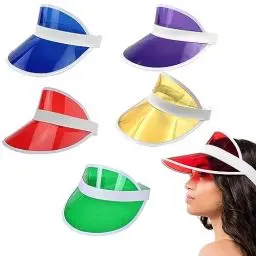Produktbild: HENGBIRD Unisex Sonnenvisier 80er, 5 Stück Sonnenblende 80er Jahre in 4 Neon Farben, Transparente Sonnenschild für Golf, Tennis, Pokerpartys und Schlagball