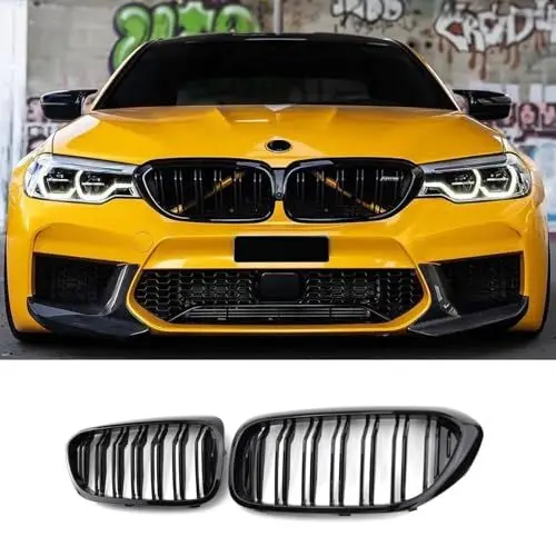 Produktbild: Hengjiayao G30 Kühlergrill G31 Nieren Schwarz passend für BMW 5er G31 Grill Nieren Schwarz 2017-2020 Grill Glanz Doppelsteg Sport Kühlergrill (For 5er G30 2017-2020)