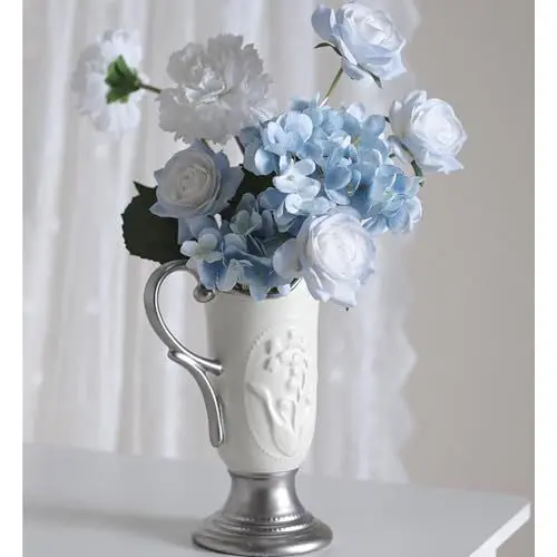 Produktbild: Hengqiyuan Keramik Vase Schöne Einrichtungsgegenstände Französisch Licht Luxus Exquisit Retro Geeignet Hochzeiten Feiern Catering Veranstaltungsorte Büro Geschäfte Display Urlaub,Weiß