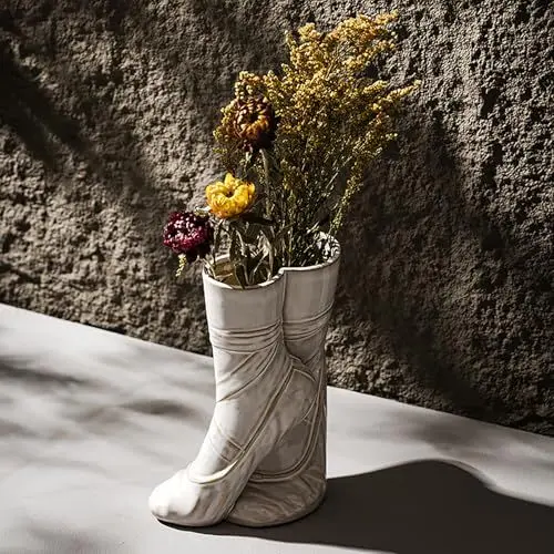 Produktbild: Hengqiyuan Keramikvase Ballett Schuhe Retro Vase Kreativ Skandinavischer Stil Minimalistisches Design Wohnkultur Vase Leichter Luxus High End,18.5cm