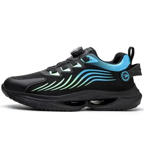 Produktbild: Hengqiyuan Leichte Sicherheits-Trainingsschuhe Für Herren, Trainingsschuhe Mit Stahlkappe Für Herren, Slip-On-Schuhe, Verbesserte Schnürsenkel Mit Drehschnalle,Blau,4.5UK