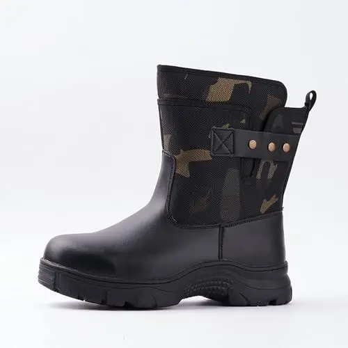 Produktbild: Hengqiyuan Schneestiefel, Winterstiefel, Herren, Wasserdicht, Mit Fell Gefüttert, rutschfest, Warm, Reißverschluss, Mittelstiefel,7.5 UK