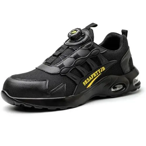 Produktbild: Hengqiyuan wasserdichte Arbeitsstiefel Für Damen Und Herren, Sicherheits-Trainingsschuhe, Leichte, Atmungsaktive Sicherheitsstiefel, Schnürsenkel Mit Drehschnalle,7.5UK