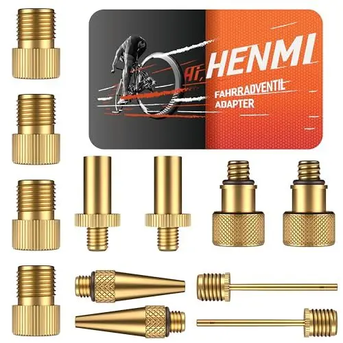 Produktbild: HENMI 12pcs Fahrrad Adapter, Französisches Ventil Adapter, Multifunktiona Durable Ventiladapter Anzug für SV DV AV für Kompressor, Luftpumpe, Kugelpumpe, Zubehör für Fahrradpumpen