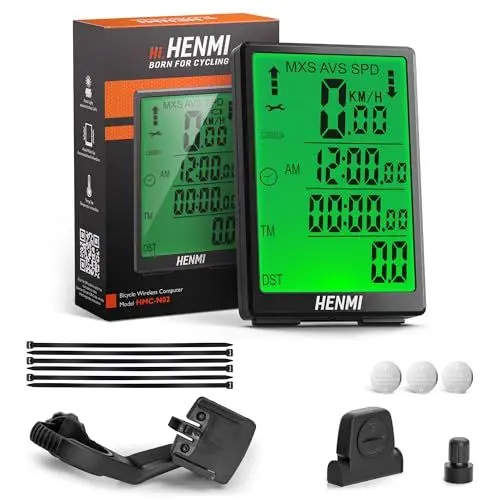 Produktbild: HENMI Fahrradcomputer Kabellos, 3,2 Zoll Multifunktion Fahrradtacho Kabellos Großbildschirm, IP65 Wasserdicht Automatisches Aufwachen Fahrrad Tachometer Kilometerzähler Hintergrundbeleuchtung