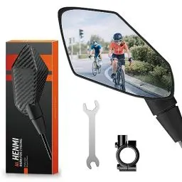 Produktbild: HENMI Fahrradspiegel für Lenker E-Bike Rechts HD Konvexspiegel, Extra Große Spiegelfläche Rückspiegel Fahrrad Ebike, 360° Schlagfestes Echtglas Fahrrad Rückspiegel (Breiter Spiegel Pro)