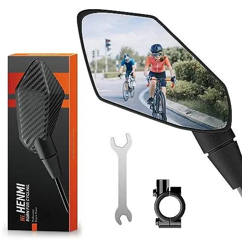 Produktbild: HENMI Fahrradspiegel für Lenker E-Bike Rechts HD Konvexspiegel, Extra Große Spiegelfläche Rückspiegel Fahrrad Ebike, 360° Schlagfestes Echtglas Fahrrad Rückspiegel (Breiter Spiegel Pro)