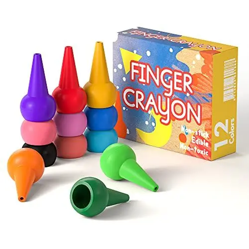 Produktbild: HENMI Finger Buntstifte sicher und ungiftig 12 Farben Zeichnung Kleinkinder Wachsmalstifte Anzug für Kinder üben Malerei