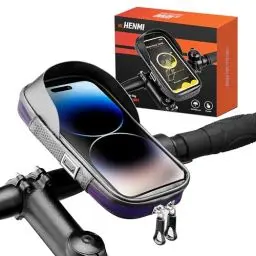 Produktbild: HENMI Handyhalterung Fahrrad Wasserdicht IPX5 Fahrrad Handytasche mit TPU Touchscreen Handytasche Fahrradlenker für Smartphone bis zu 7 Zoll für MTB, Rennrad, Ebike