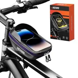Produktbild: HENMI Handytasche Fahrrad Wasserdicht IPX5 mit TPU Touchscreen Fahrrad Handytasche Lenker bis 7 Zoll für MTB, Rennrad, Ebike Handyhalterung Fahrrad mit Tasche